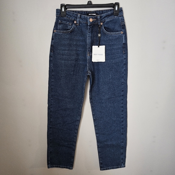 Nocturne Jeans Dark Blue High-Waisted Neutral Solid Classic Casual - Picture 11 of 11